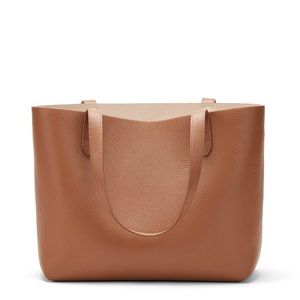 Cuyana small structured leather tote bag caramel
